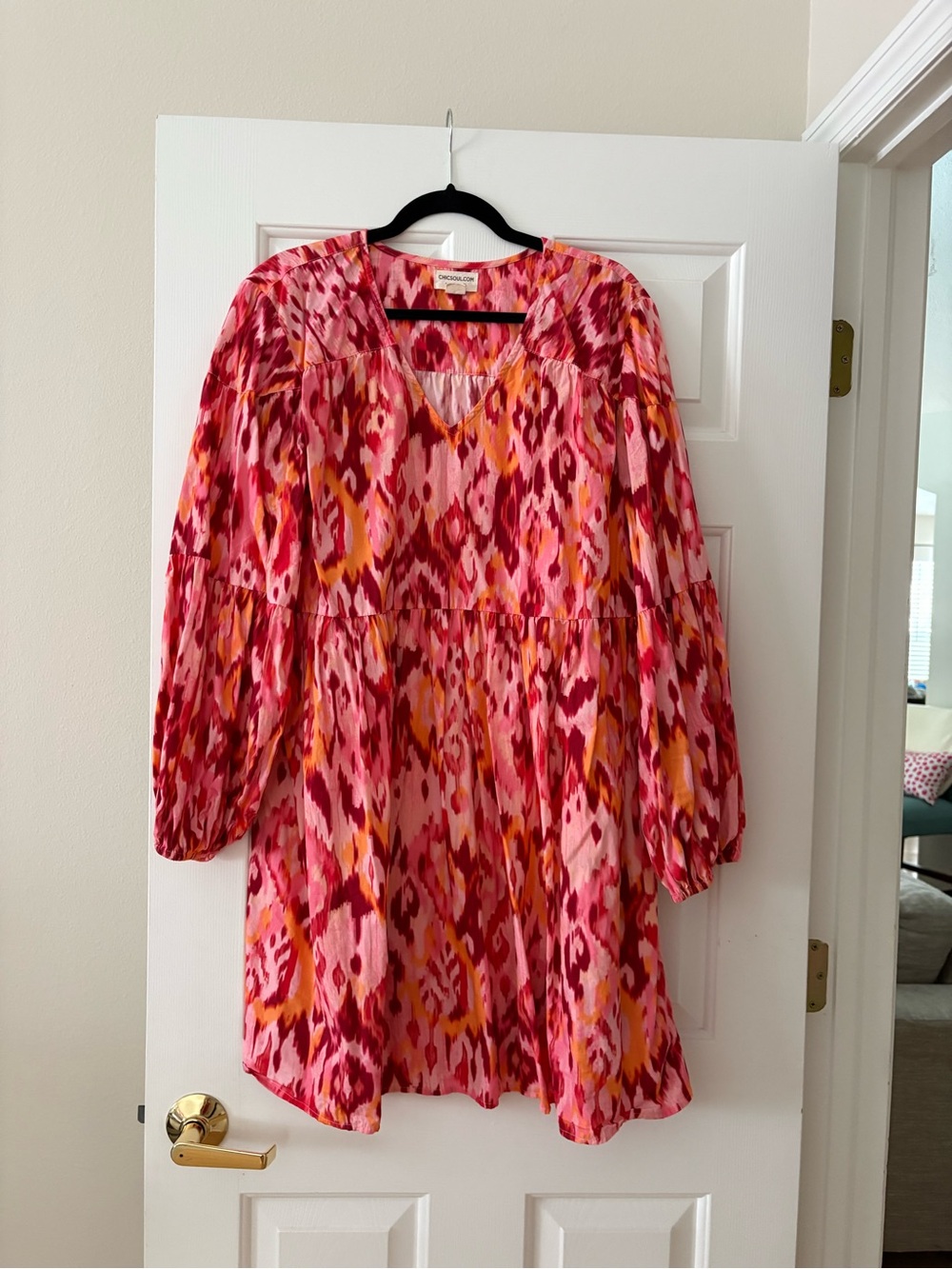 Chic Soul Pink, Red & Orange Printed Mini Dress